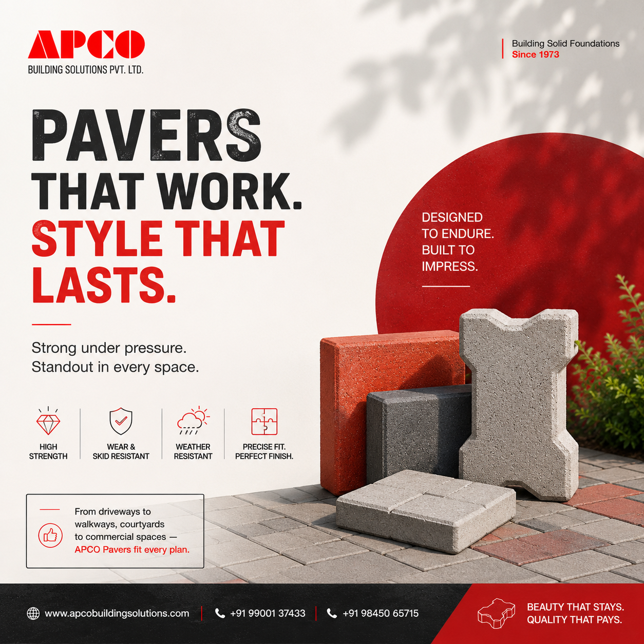 APCO Pavers creative: Pavers that work. Style that lasts.