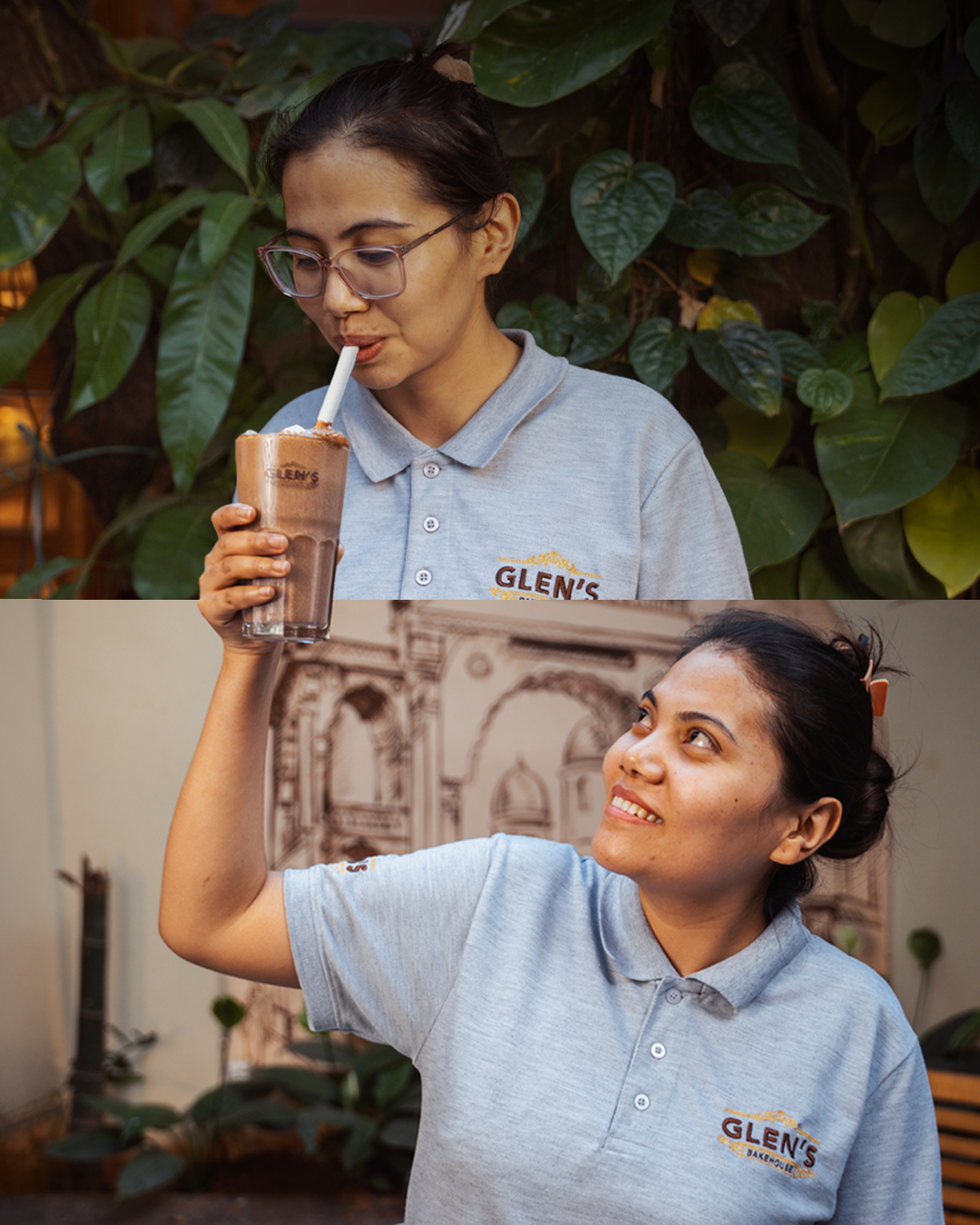 Glen’s Bakehouse team members with chocolate milkshakes